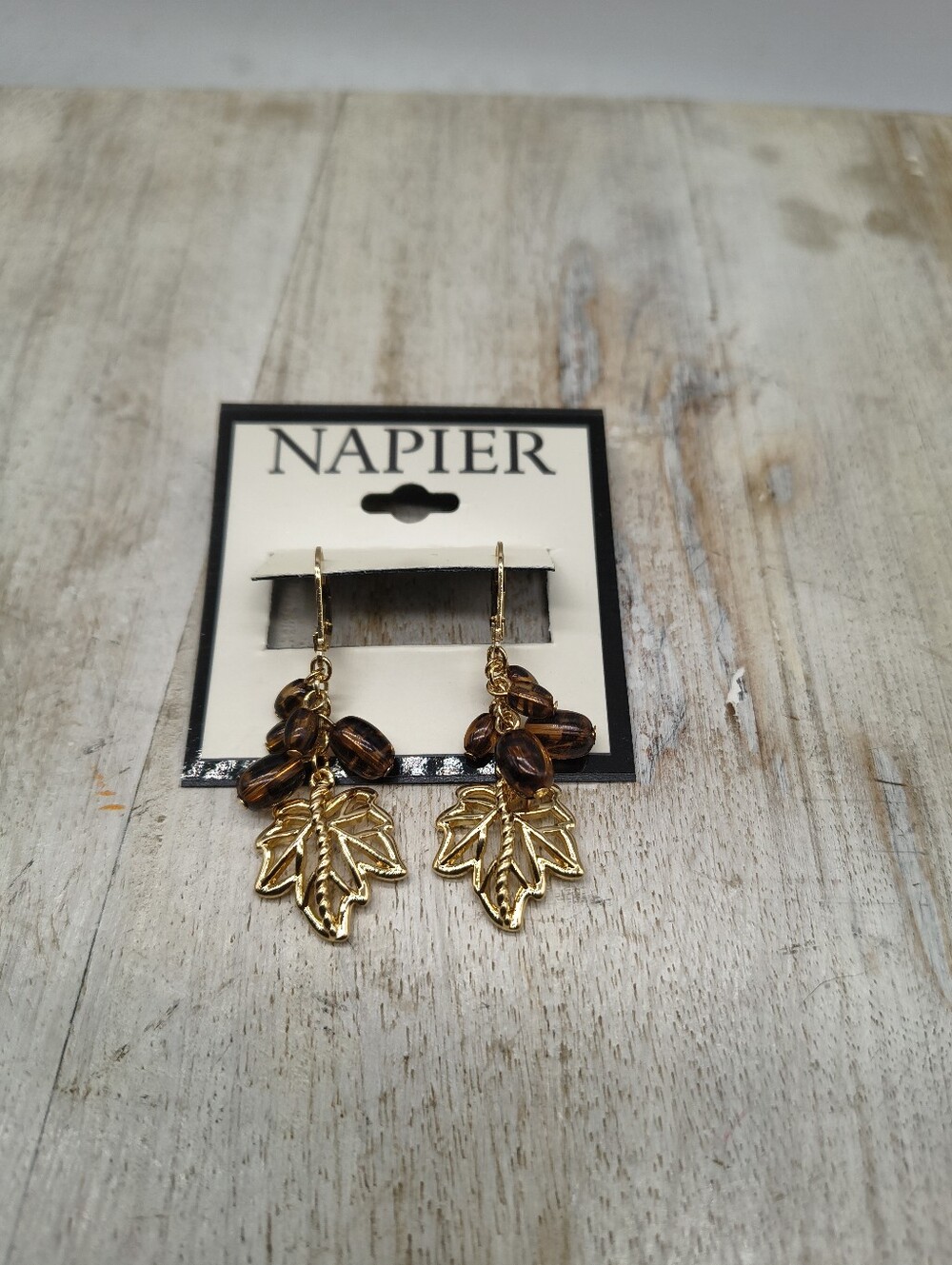 Napier Goldtone Fall Leaf Earrings